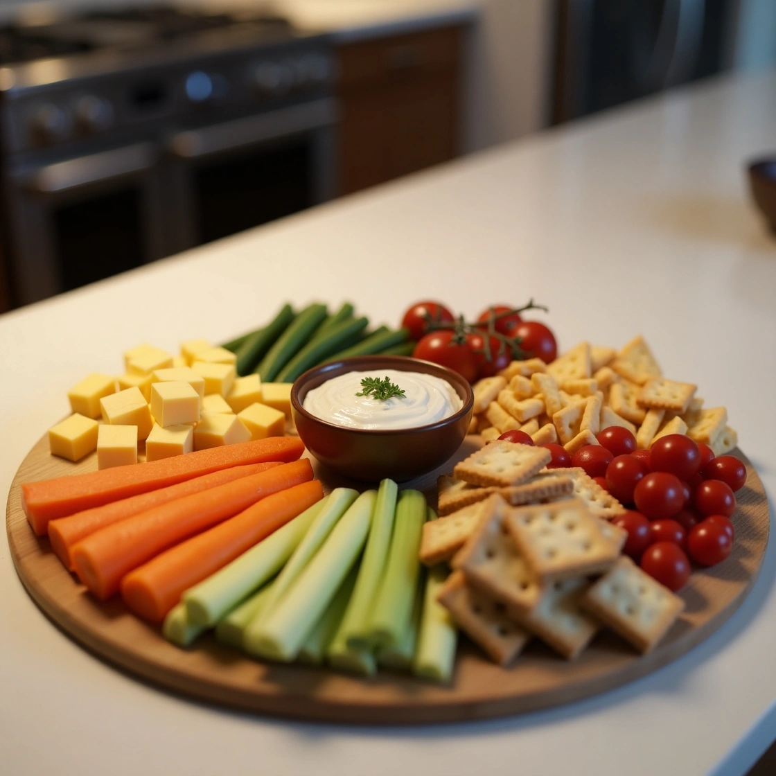 Flux_Dev_A_realistic_serving_board_with_sliced_veggies_cheese__1